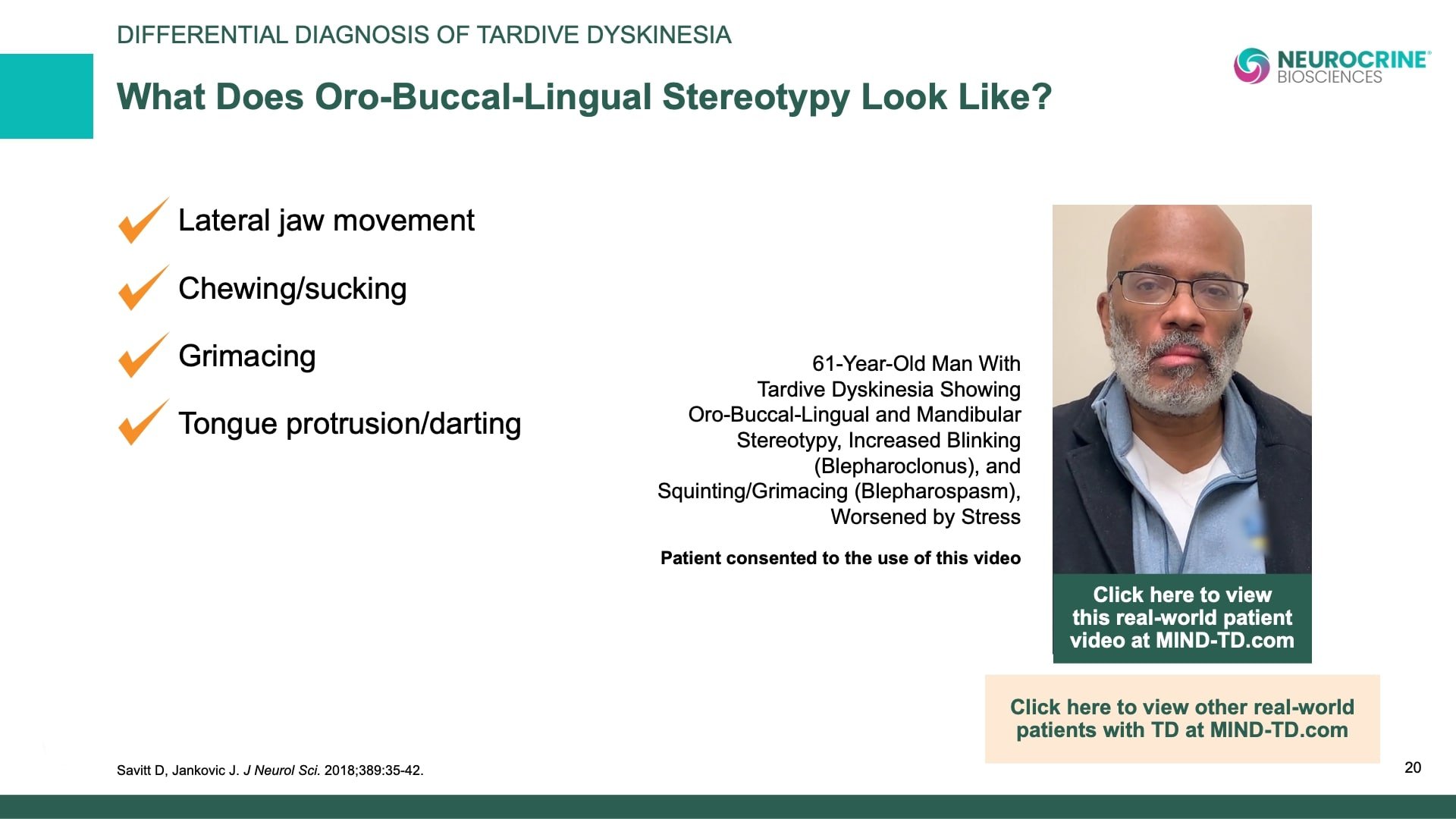 Tardive Dyskinesia Differential Diagnosis Slide Library for Clinicians in Training, Slide 20