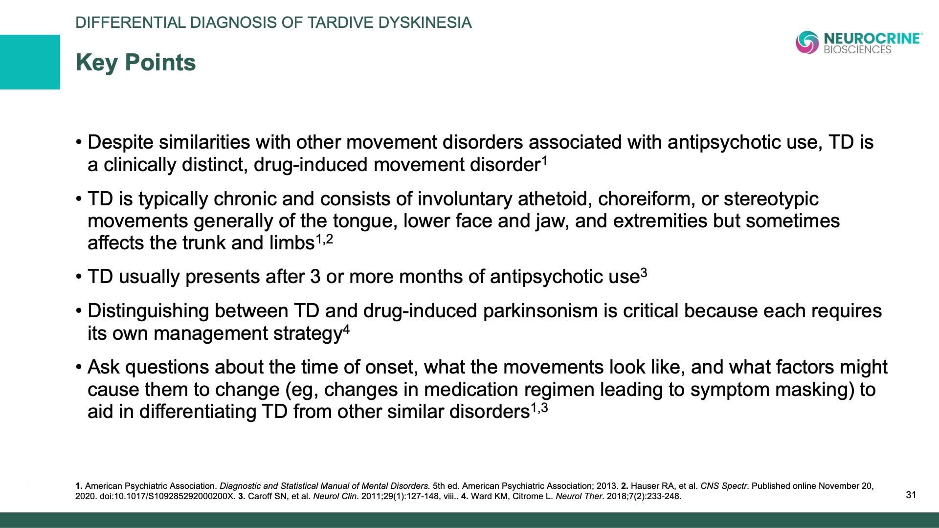 Tardive Dyskinesia Differential Diagnosis Slide Library for Clinicians in Training, Slide 31