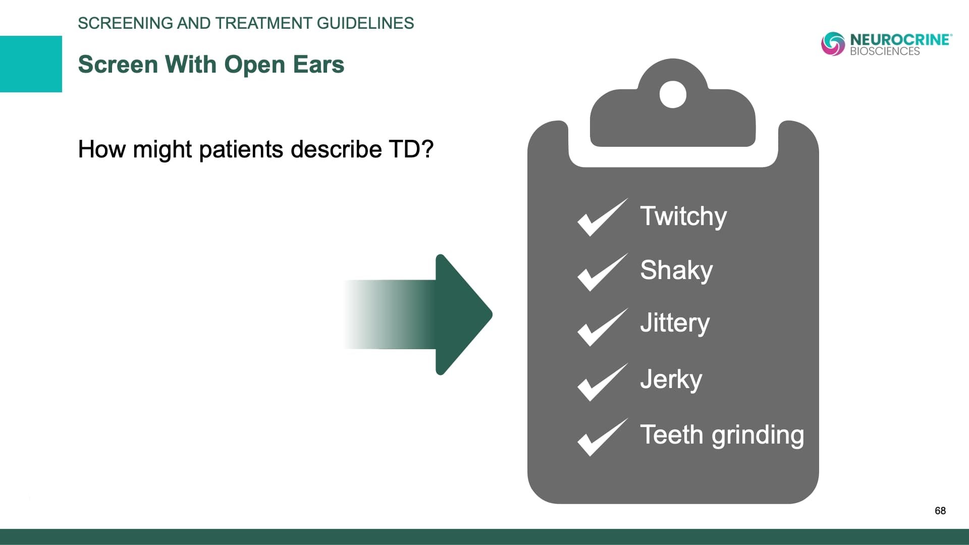 Tardive Dyskinesia Differential Diagnosis Slide Library for Clinicians in Training, Slide 68