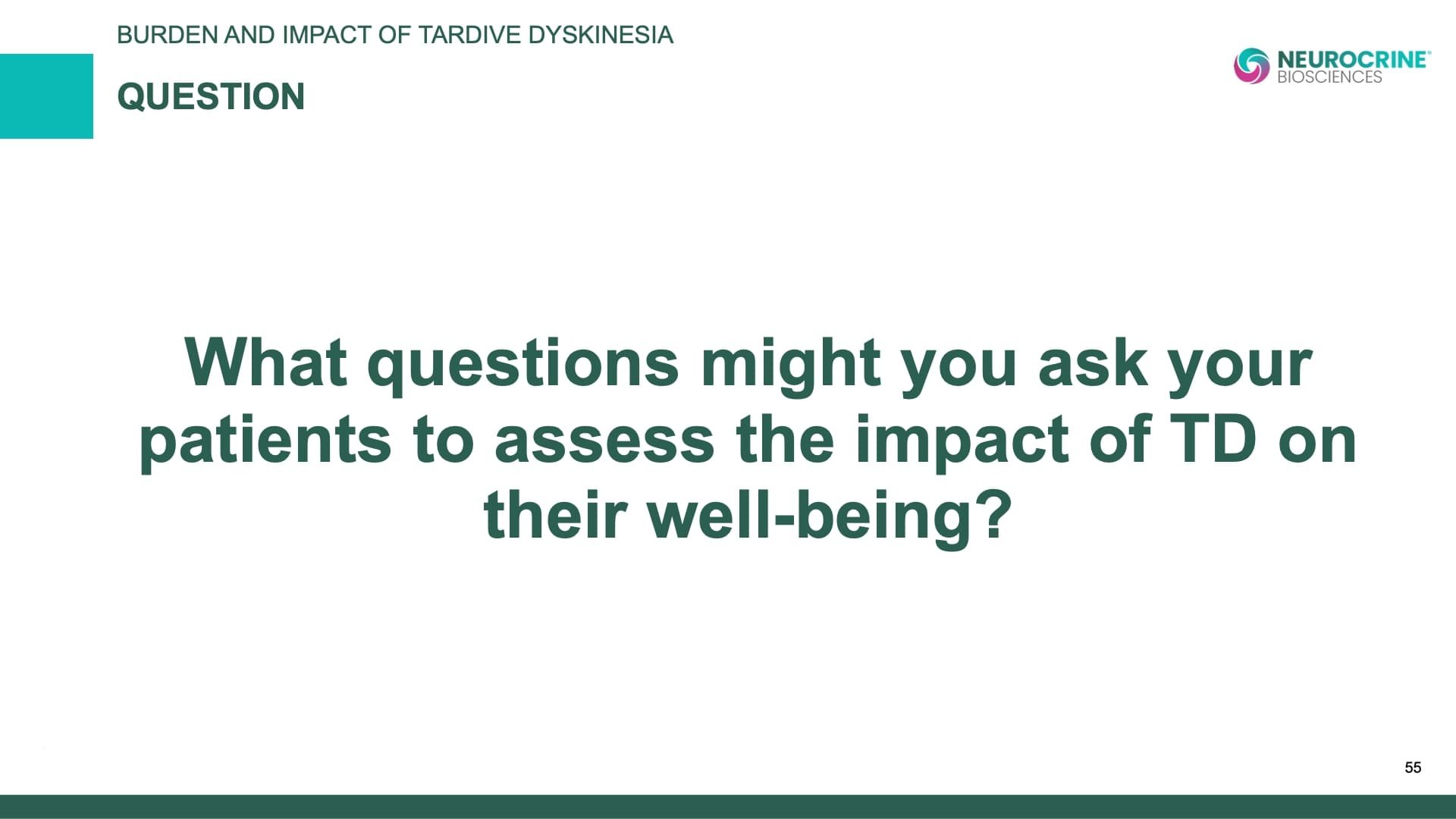 Tardive Dyskinesia Differential Diagnosis Slide Library for Clinicians in Training, Slide 55