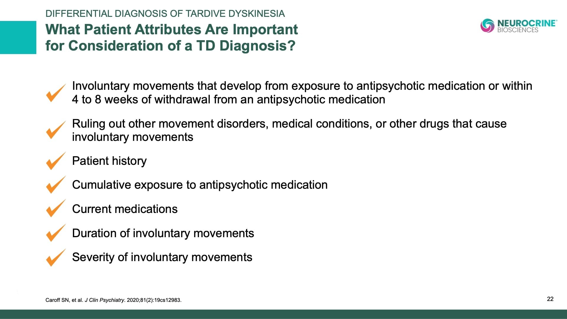 Tardive Dyskinesia Differential Diagnosis Slide Library for Clinicians in Training, Slide 22
